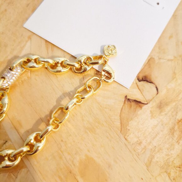 NEW Kendra Scott Bailey White CZ Pave Chain Bracelet Gold - Picture 4 of 4